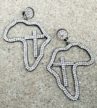 Load image into Gallery viewer, Rhineston and Felt Afrocentric Cross symbol Earrings Kargo Fresh
