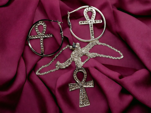 Rhinestone Ankh Necklace Set Kargo Fresh