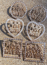 Load image into Gallery viewer, Rhinestone Black Lives Matter Earrings GOLD Kargo Fresh
