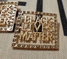 Load image into Gallery viewer, Rhinestone Black Lives Matter Earrings GOLD Kargo Fresh
