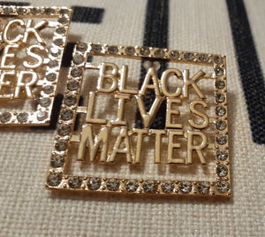 Rhinestone Black Lives Matter Earrings GOLD Kargo Fresh