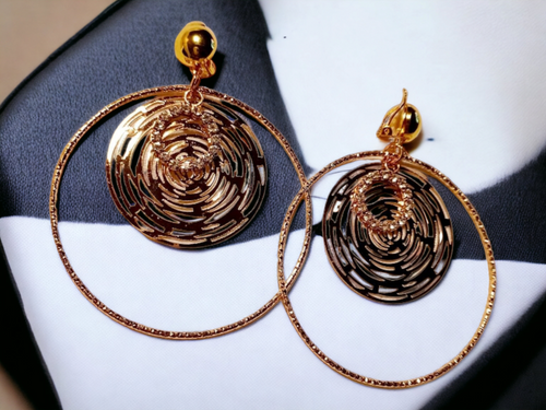 Rhinestone Clip On Hoop Earrings gold Kargo Fresh