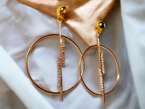 Rhinestone Clip On Hoop Earrings gold Kargo Fresh