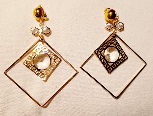 Rhinestone Clip On Hoop Earrings gold Kargo Fresh