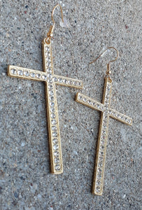 Rhinestone Cross Dangle Earrings Kargo Fresh