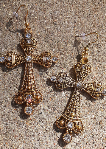 Rhinestone Cross Dangle Earrings Kargo Fresh