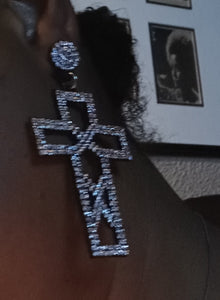Rhinestone  Cross symbol clip on Earrings Kargo Fresh