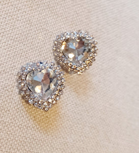 Rhinestone Heart Clip on Stud Earrings Kargo Fresh