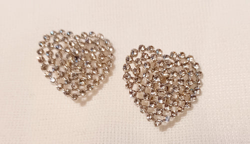 Rhinestone Heart Clip on Stud Earrings Kargo Fresh