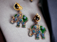 Load image into Gallery viewer, Rhinestone Lucky African Elephant Clip On Earrings Kargo Fresh
