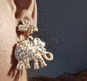 Rhinestone Lucky African Elephant Clip On Earrings Kargo Fresh