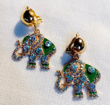 Load image into Gallery viewer, Rhinestone Lucky African Elephant Clip On Earrings Kargo Fresh
