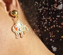 Load image into Gallery viewer, Rhinestone Lucky African Elephant Clip On Earrings Kargo Fresh
