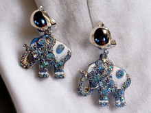 Load image into Gallery viewer, Rhinestone Lucky African Elephant Clip On Earrings Kargo Fresh
