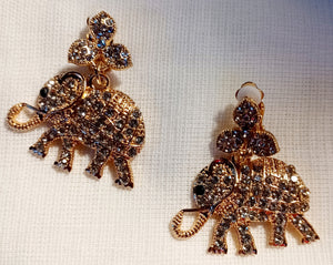 Rhinestone Lucky African Elephant Clip On Earrings Kargo Fresh