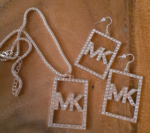 Rhinestone M K Necklace Set Kargo Fresh