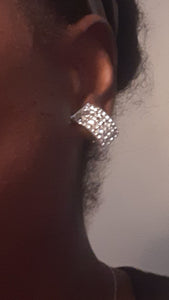 Rhinestone Square Stud Clip On Earrings Kargo Fresh