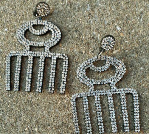 Rhinestone and Felt Adinkra symbol Earrings Kargo Fresh