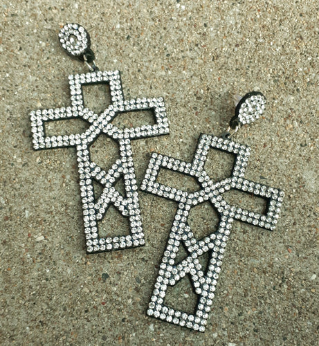 Rhinestone and Felt  Cross symbol Earrings Kargo Fresh