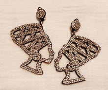 Load image into Gallery viewer, Rhinestone and Felt Queen Nefertiti symbol Clip on  Earrings Kargo Fresh
