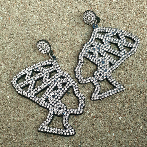 Rhinestone and Felt Queen Nefertiti symbol Earrings Kargo Fresh