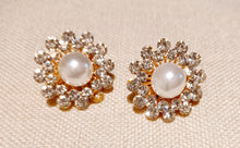 Load image into Gallery viewer, Rhinestone and Pearl Cluster Clip On Earrings Kargo Fresh
