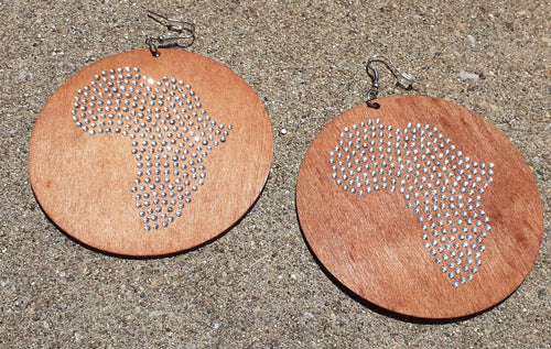 Rhinestone and Wood Africa Earrings Kargo Fresh