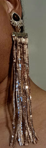 Rhinestone and sequin glam tassel clip on earrings Kargo Fresh