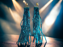 Load image into Gallery viewer, Rhinestone and sequin glam tassel clip on earrings Kargo Fresh
