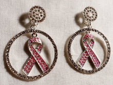 Load image into Gallery viewer, Rhinestone awareness ribbon clip on earrings Kargo Fresh
