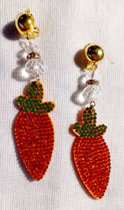 Rhinestone carrot design clip on earrings Kargo Fresh