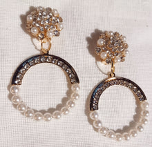 Load image into Gallery viewer, Rhinestone charm  Clip on Hoop Earrings 3 inch Kargo Fresh
