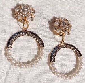 Rhinestone charm  Clip on Hoop Earrings 3 inch Kargo Fresh