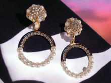 Load image into Gallery viewer, Rhinestone charm  Clip on Hoop Earrings 3 inch Kargo Fresh
