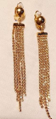 Rhinestone dangle clip on earrings Kargo Fresh