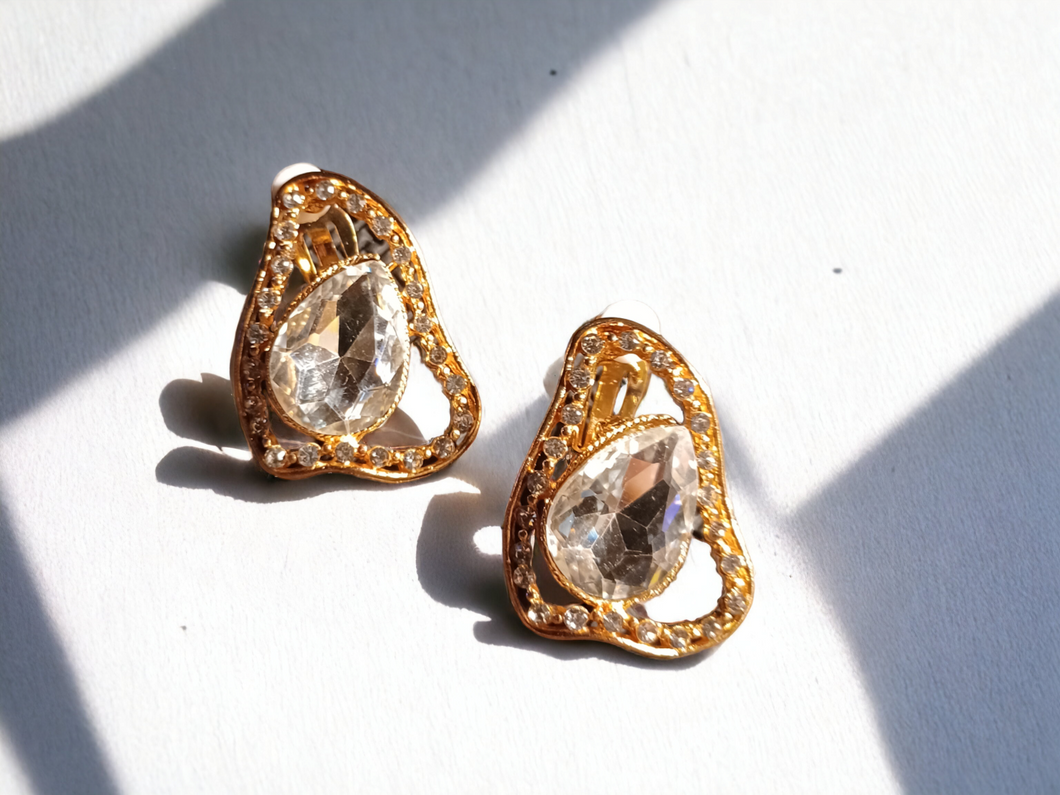 Rhinestone stud cluster clip on earrings Kargo Fresh