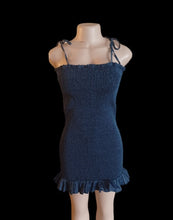 Load image into Gallery viewer, Ruched stretch denim mini dress 1xl-3xl Kargo Fresh
