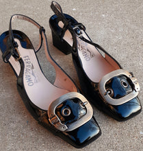 Load image into Gallery viewer, Salvatore Ferragamo Black Leather Slingbacks  Size 6.5 C Kargo Fresh
