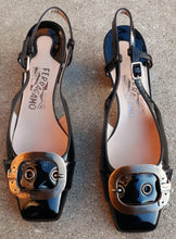 Load image into Gallery viewer, Salvatore Ferragamo Black Leather Slingbacks  Size 6.5 C Kargo Fresh

