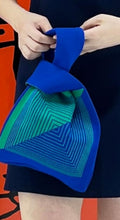 Load image into Gallery viewer, Geometric design wrist tote bag New blue and green

