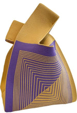 Load image into Gallery viewer, Geometric design wrist tote bag New gold and purple
