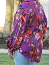 Load image into Gallery viewer, Graffiti floral print Satin Blouse L
