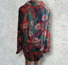 Load image into Gallery viewer, Graffiti floral print Satin Blouse Large
