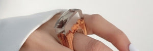 Avant Garde handmade wood and resin ring Size 7