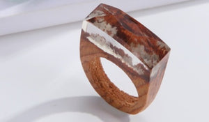 Avant Garde handmade wood and resin ring Size 7