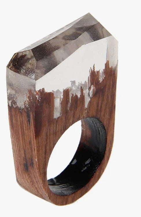 Avant Garde handmade wood and resin ring Size 7