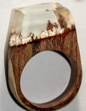 Load image into Gallery viewer, Avant Garde handmade wood and resin ring Size 7
