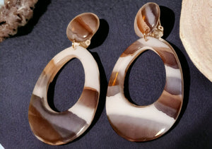 Chunky acrylic clip on hoop earrings