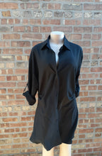 Load image into Gallery viewer, Sexy Black Shirt Dress Size Large Kargo Fresh
