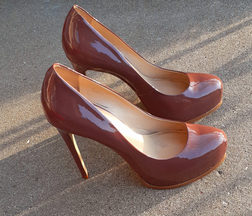 Sexy Kelsi Dagger Chocolate Patent Leather Heels Size 10 Kargo Fresh